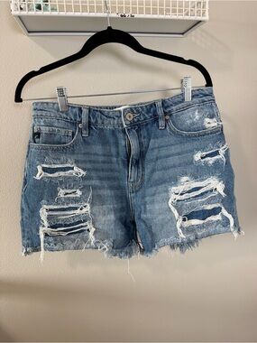 KanCan Light Blue Distressed Frayed Denim Shorts